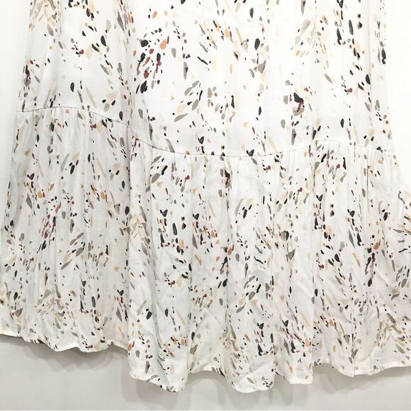 A New Day White Earth Tone Splatter Print Long Sleeve Ruffle Hem Dress NEW - Picture 11 of 16